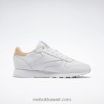 أبيض ftwr / أزرق لؤلؤي / برتقالي هالة أحذية نسائية جلدية كلاسيكية Reebok 0NZ0F424 - Image 2