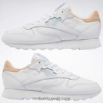 أبيض ftwr / أزرق لؤلؤي / برتقالي هالة أحذية نسائية جلدية كلاسيكية Reebok 0NZ0F424 - Image 9
