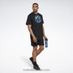 أسود تي شيرت برسومات كبيرة الحجم من لي ميلز Reebok 0NZ0F752 - Image 2