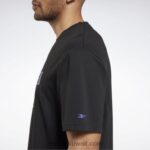 أسود تي شيرت برسومات كبيرة الحجم من لي ميلز Reebok 0NZ0F752 - Image 5