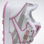 أطفال أبيض ftwr / وردي icono حذاء بيبا بيج جلد كلاسيكي - مرحلة ما قبل المدرسة Reebok 0NZ0F1443 - Image 8