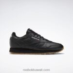 أطفال كور أسود / صمغ مطاطي ريبوك 02 حذاء جلدي كلاسيكي - مدرسة ابتدائية Reebok 0NZ0F1422