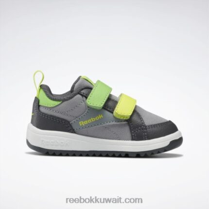 أطفال نقي رمادي 4 / رمادي نقي 7 / أصفر حامض شمسي حذاء ويبك المشبك منخفض - طفل صغير Reebok 0NZ0F1386