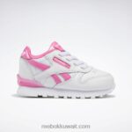 أطفال ftwr أبيض / وردي ذري حذاء ستيب اند فلاش جلدي كلاسيكي - طفل صغير Reebok 0NZ0F1377