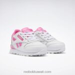 أطفال ftwr أبيض / وردي ذري حذاء ستيب اند فلاش جلدي كلاسيكي - طفل صغير Reebok 0NZ0F1377 - Image 3