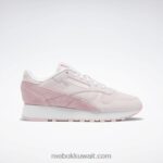 بورسلين وردي / وردي توهج / أبيض فاتح أحذية نسائية جلدية كلاسيكية Reebok 0NZ0F205