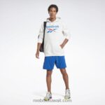 رجال أبيض كنزة بغطاء للرأس بشعار الماركة Reebok 0NZ0F1243 - Image 2