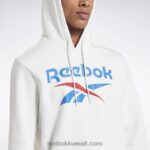 رجال أبيض كنزة بغطاء للرأس بشعار الماركة Reebok 0NZ0F1243 - Image 4