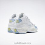 رجال أبيض ftwr / أزرق سائل / أصفر سام السؤال منتصف أحذية كرة السلة Reebok 0NZ0F1028 - Image 5