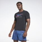 رجال أسود أكتيفشيل تي شيرت رياضي برسومات Reebok 0NZ0F1263