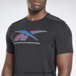 رجال أسود أكتيفشيل تي شيرت رياضي برسومات Reebok 0NZ0F1263 - Image 5