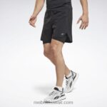 رجال أسود تشغيل شورتين في واحد Reebok 0NZ0F1169