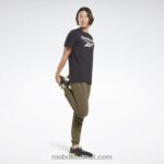 رجال أسود تي شيرت بشعار الماركة Reebok 0NZ0F1238 - Image 2