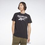 رجال أسود تي شيرت بشعار الماركة Reebok 0NZ0F1238