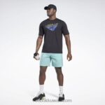 رجال أسود تي شيرت ليس ميلز قبل الموسم Reebok 0NZ0F1308 - Image 2