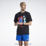 رجال أسود تيشيرت إيفرسون رمي قصير الأكمام Reebok 0NZ0F1265