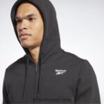 رجال أسود سترة بقلنسوة بسحاب كامل Reebok 0NZ0F1342 - Image 4