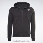 رجال أسود سترة بقلنسوة بسحاب كامل Reebok 0NZ0F1342 - Image 6