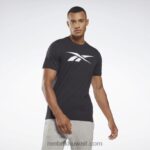 رجال أسود سلسلة الرسم ناقلات تي شيرت Reebok 0NZ0F1250