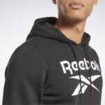 رجال أسود كنزة بغطاء للرأس بشعار الماركة Reebok 0NZ0F1171 - Image 4