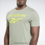 رجال الانسجام الأخضر تي شيرت بشعار الماركة Reebok 0NZ0F1204 - Image 4