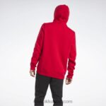 رجال ناقلات الأحمر / الأسود كنزة بغطاء للرأس بشعار الماركة Reebok 0NZ0F1283 - Image 3