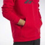 رجال ناقلات الأحمر / الأسود كنزة بغطاء للرأس بشعار الماركة Reebok 0NZ0F1283 - Image 5