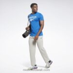 رجال ناقلات الأزرق / الأبيض تي شيرت بشعار الماركة Reebok 0NZ0F1193 - Image 2