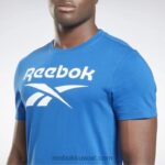 رجال ناقلات الأزرق / الأبيض تي شيرت بشعار الماركة Reebok 0NZ0F1193 - Image 4