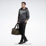 رجال هيذر رمادي غامق كنزة بغطاء للرأس بشعار الماركة Reebok 0NZ0F1205 - Image 2