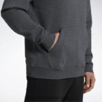 رجال هيذر رمادي غامق كنزة بغطاء للرأس بشعار الماركة Reebok 0NZ0F1205 - Image 4