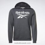 رجال هيذر رمادي غامق كنزة بغطاء للرأس بشعار الماركة Reebok 0NZ0F1205 - Image 6