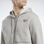 رجال هيذر رمادي متوسط سترة بقلنسوة بسحاب كامل Reebok 0NZ0F1183 - Image 4