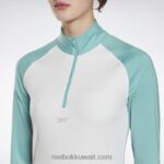 نحيف أبيض تشغيل قميص من النوع الثقيل بسحاب Reebok 0NZ0F702 - Image 4