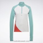 نحيف أبيض تشغيل قميص من النوع الثقيل بسحاب Reebok 0NZ0F702 - Image 6