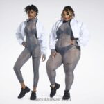 نحيف أبيض جاكيت قصير منسوج كاردي بي (مقاس كبير) Reebok 0NZ0F335 - Image 4