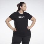 نحيف أسود تي شيرت ناقلات الرسم (حجم كبير) Reebok 0NZ0F837