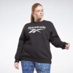 نحيف أسود سويت شيرت صوف محبوك بشعار الماركة (مقاس كبير) Reebok 0NZ0F998