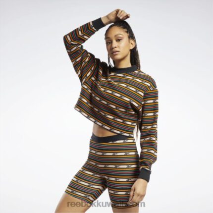 نحيف أسود قميص من النوع الثقيل الكلاسيكي المطبوع Reebok 0NZ0F995