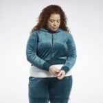 نحيف الغابة الخضراء كنزة كلاسيك انرجي كيو 4 قطيفة بسحاب (مقاس كبير) Reebok 0NZ0F893