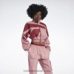 نحيف الوردة الرملية سترة كاردي ب الساتان المنسوجة Reebok 0NZ0F170 - Image 3