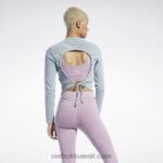 نحيف رمادي نقي 3 قميص ملفوف بأكمام طويلة مضلع صبغ طبيعي كلاسيكي Reebok 0NZ0F619 - Image 4