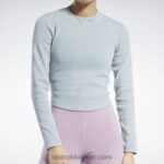 نحيف رمادي نقي 3 قميص ملفوف بأكمام طويلة مضلع صبغ طبيعي كلاسيكي Reebok 0NZ0F619 - Image 7