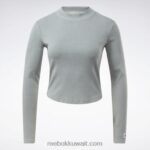 نحيف رمادي نقي 3 قميص ملفوف بأكمام طويلة مضلع صبغ طبيعي كلاسيكي Reebok 0NZ0F619 - Image 8