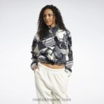 نحيف رمادي نقي 5 كنزة شتوية كلاسيكية بطبعة نصف سحاب Reebok 0NZ0F848