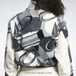 نحيف رمادي نقي 5 كنزة شتوية كلاسيكية بطبعة نصف سحاب Reebok 0NZ0F848 - Image 7