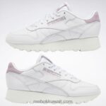 ftwr أبيض / طباشير / أرجواني منقوع جلد كلاسيكي يجعله حذاءك النسائي Reebok 0NZ0F209 - Image 10