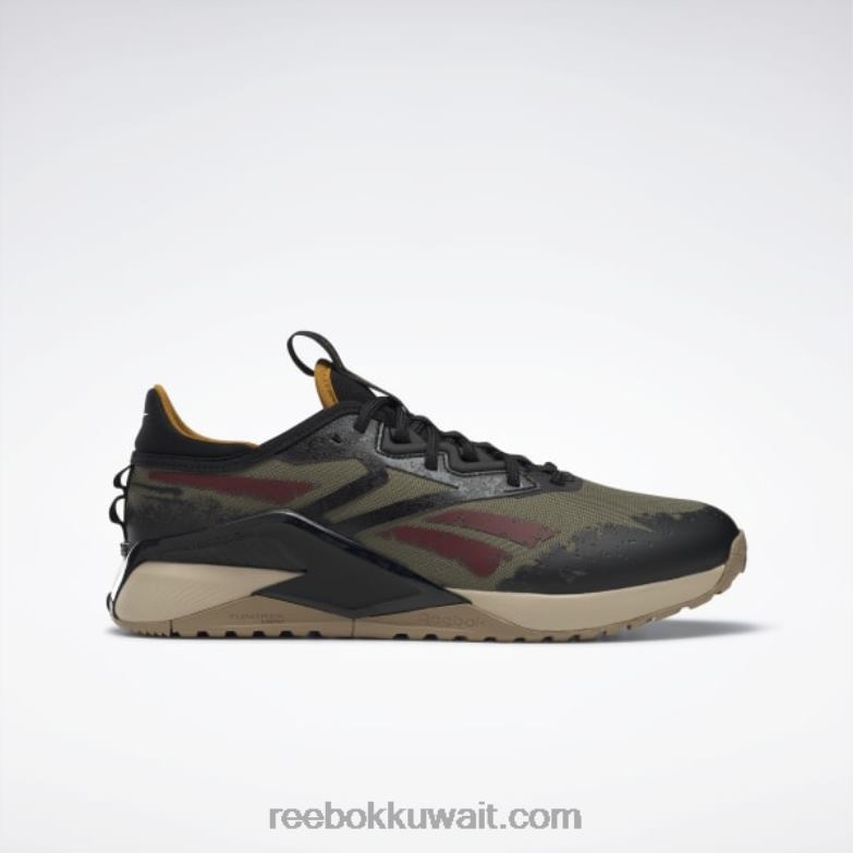 زيتوني حديث / لب أسود / كاكي بري حذاء جوراسيك وورلد نانو إكس 2 أدفينتشر للرجال Reebok 0NZ0F1052