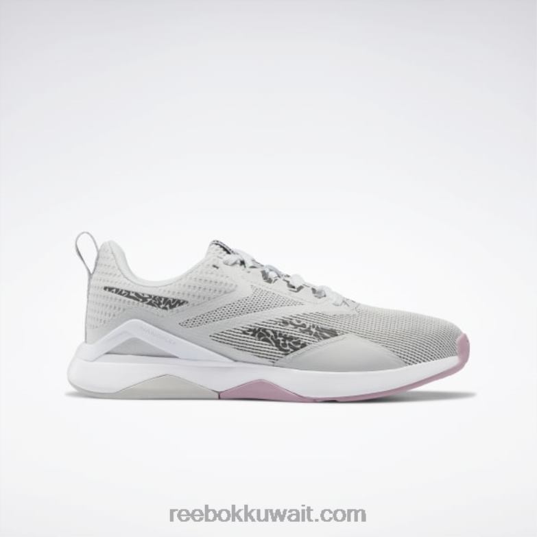 نقي رمادي 2 / ftwr أبيض / أسود أساسي حذاء تدريب nanoflex tr 2.0 للنساء Reebok 0NZ0F161