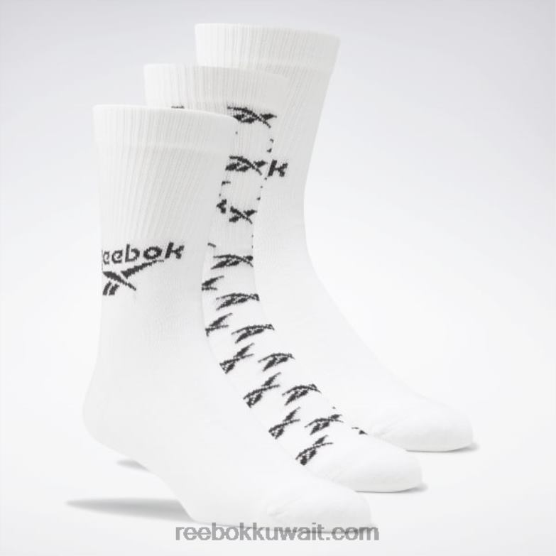 أبيض 3 أزواج من الجوارب الطاقم الكلاسيكية المطوية Reebok 0NZ0F1003